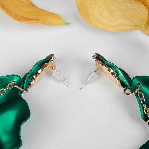 Серьги ассорти Ветер грация, цвет зелёный в золоте - Queen fair фото 2