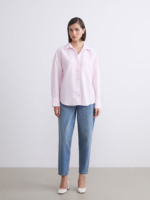 ?izgili Oversize Modal Kar???ml? Kad?n G?mlek
