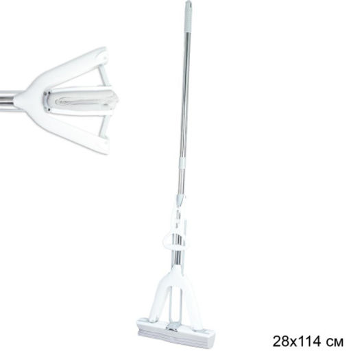 Швабра с отжимом насадка из мягкого ПВХ 28х117 см / J1 /уп 40 /нерж - ГалеонТрейд фото 3