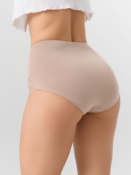 Цена за 2 штуки! Трусы женские макси бежевые с кружевными деталями - Mark formelle фото 3