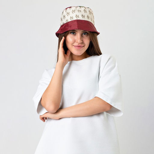 Панама Цветы, цвет бордовый, 56-58 рр. - Overhat фото 5