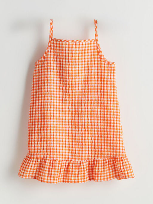 Ekose Kare Yaka K?z ?ocuk Elbise