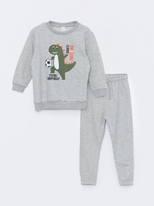Bisiklet Yaka Erkek ?ocuk Sweatshirt ve E?ofman Alt 2li