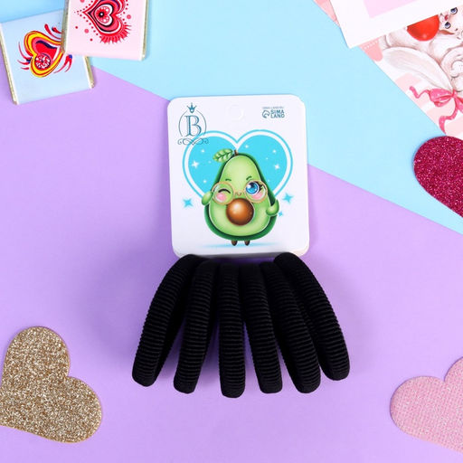 Цена за 6 шт. Резинки для волос «Авокадо лав», набор 6 шт., очки, 4 см, чёрные