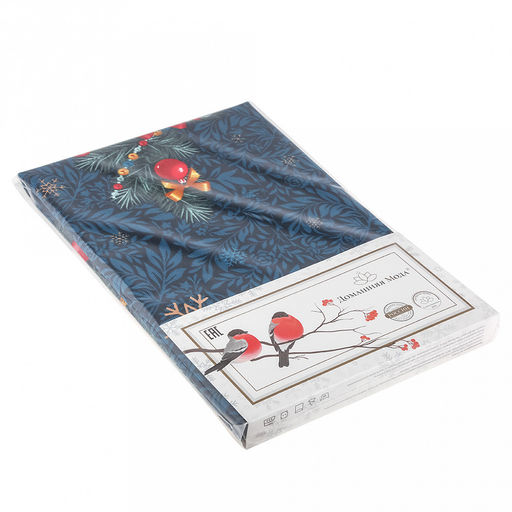 Скатерть 180х145см "Новый-Новый год", длина стола до 140см, на 6 персон, рогожка 176/м2, хлопок 100%, упаковка классическая 28х41см, "Домашняя мода" (Россия)