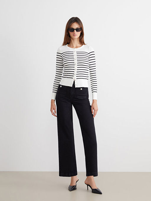 Bisiklet Yaka ?izgili Kad?n Triko H?rka