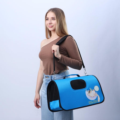 Сумка - переноска раскладная, каркасная Везёт 43x20x27 см - Пушистое счастье фото 9