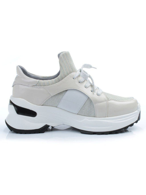 05-PDL91-2 BEIGE Кроссовки женские (натуральная кожа, текстиль) - No name фото 4