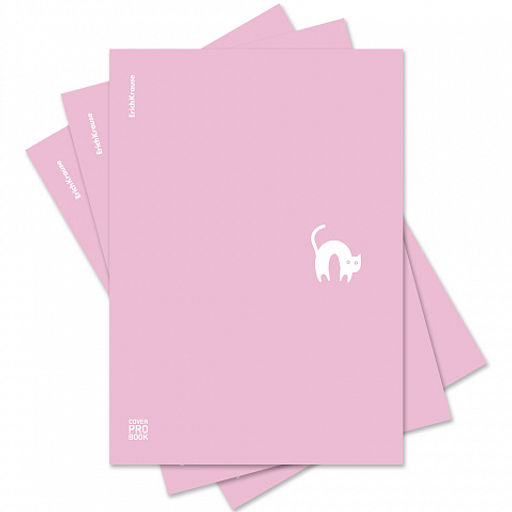 Цена за 3 шт. Тетрадь общая ученическая с пластиковой обложкой на скобе ErichKrause Brave cats, фиолетовый, А4, 48 листов, клетка_MIX-PACK