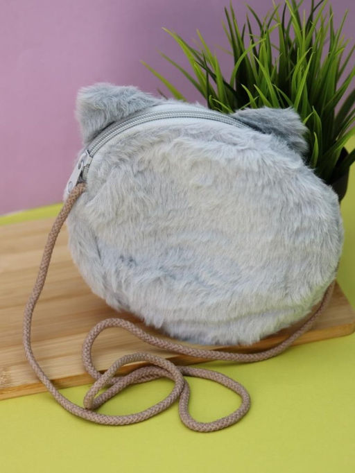 Сумочка плюшевая "Cute cat", grey (16*14 см)