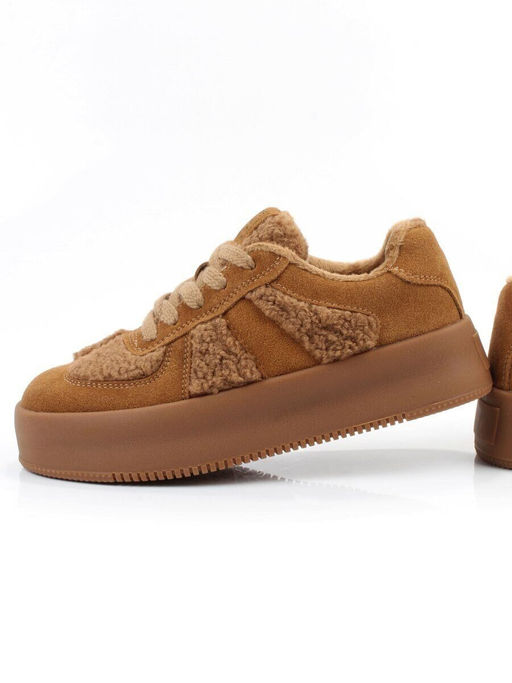 04-P133-2C BROWN Кроссовки демисезонные женские (натуральная замша, байка)