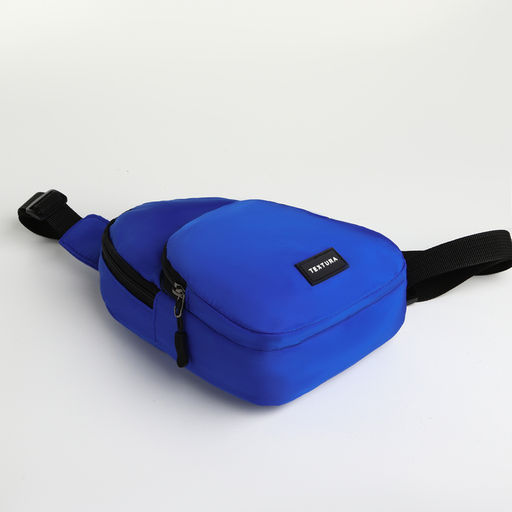 Сумка-слинг на молнии TEXTURA, наружный карман, синяя