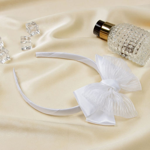 Цена за 2 шт. Ободок для волос «Школьница», полоски, 1 см, белый