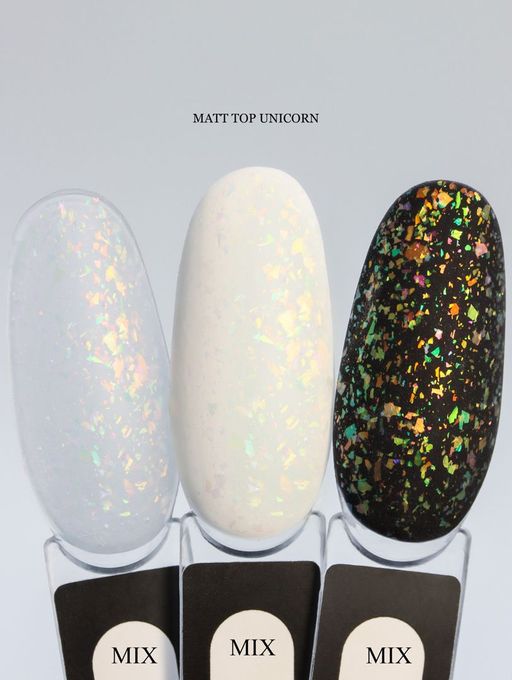 Rihard Top Unicorn Mix Matt Топ для гель-лака с хлопьями, матовый, 10 мл