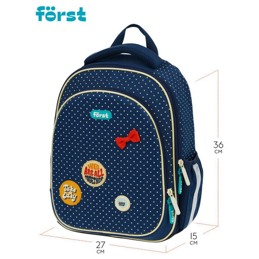 Рюкзак F?rst F-Light "Горошек" (FT-RY-060403) 37*28*16см, 2 отделения, 2 кармана, анатомическая спинка