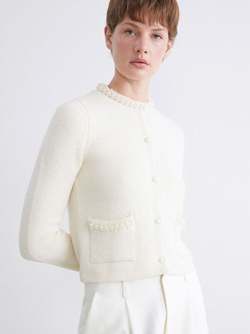 Bisiklet Yaka ?nci ??lemeli Kad?n Triko H?rka