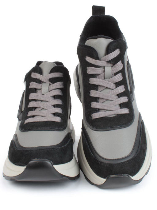05-804-1B BLACK GRAY Кроссовки женские демисезонные (натуральная кожа , натуральная замша, натуральная байка)