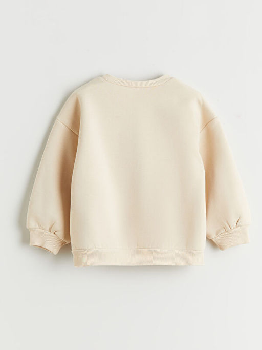 Bisiklet Yaka Fiyonk Bask?l? K?z ?ocuk Sweatshirt