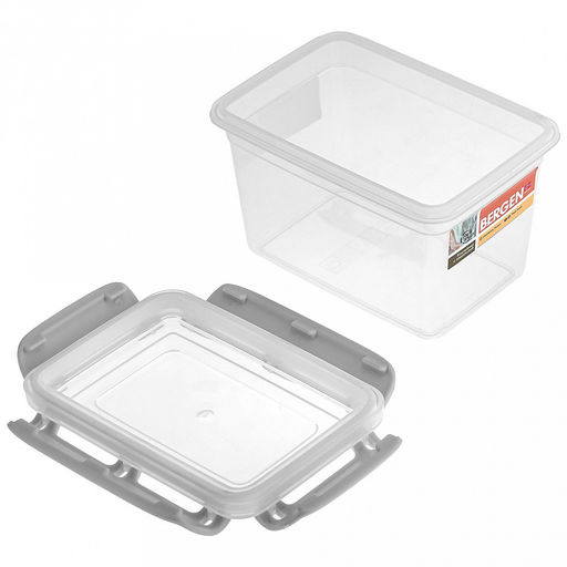 "Bergen" Контейнер для продуктов пластмассовый 0,7л, 14,5х10,3х9,8см, с защелками, пепельный жемчуг, подходит для СВЧ (Россия)