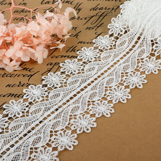 Кружево гипюровое, 80 мм, 6.8±0.5 м, цвет белый