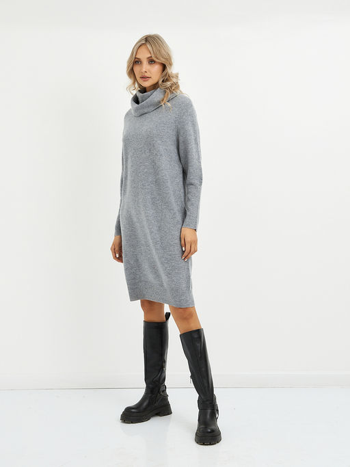 платье серое из шерсти с объемным воротом - Glenfield фото 2