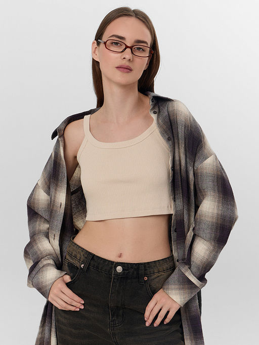 Топ женский бежевый в рубчик - Mark formelle фото 5