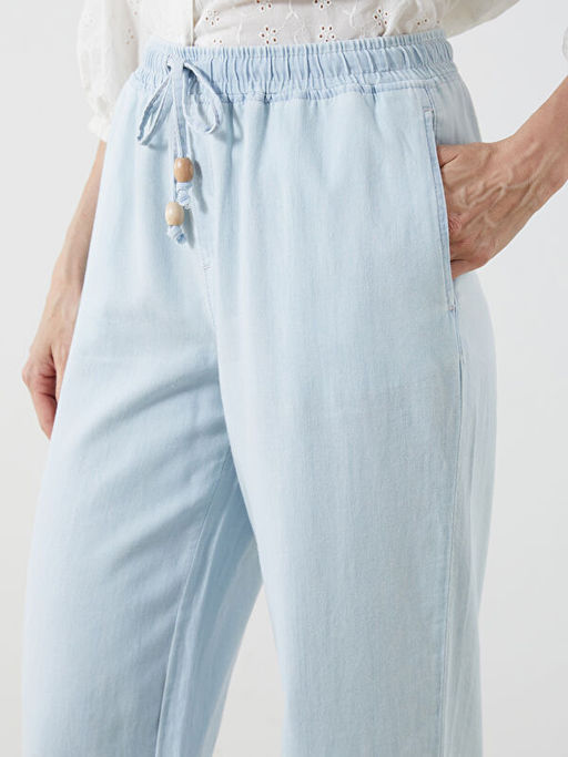 Beli Lastikli Wideleg Kad?n Jean Pantolon