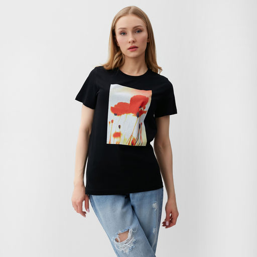 Футболка женская Let's go, чёрная, размер 50