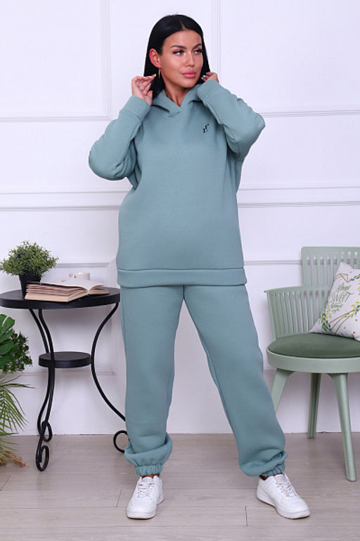 Брюки, футер с начесом 3-х нитка (01043, оливковый) - Плиона фото 3