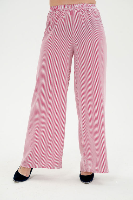 Брюки палаццо из штапеля Диана полоса розовая - Амадэль фото 2