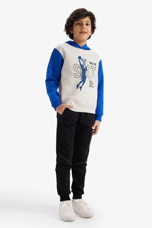 Kap__onlu Bask_l_ __i Yumu_ak T_yl_ Sweatshirt Erkek _ocuk - Defacto фото 2