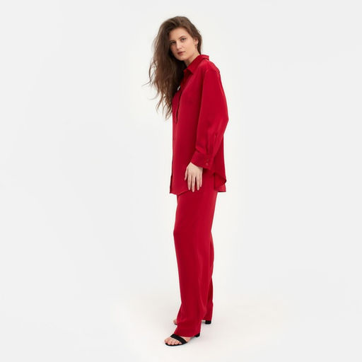 Костюм женский (рубашка, брюки) MINAKU: Silk pleasure, размер 52, красный