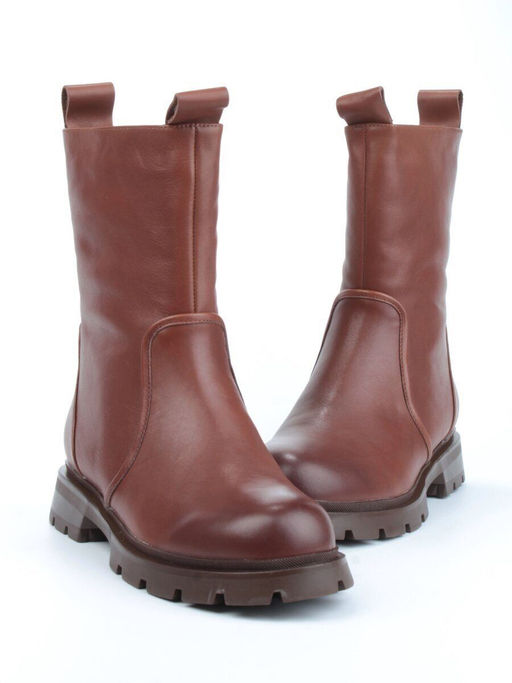 04-M2-245 BROWN Ботинки зимние женские (натуральная кожа, натуральный мех)