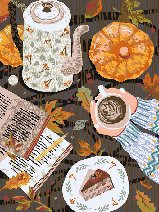 ФРЕЯ PKZ/PM-004 Набор для раскрашивания по номерам (на картоне) 40 х 30 см Осенний уют