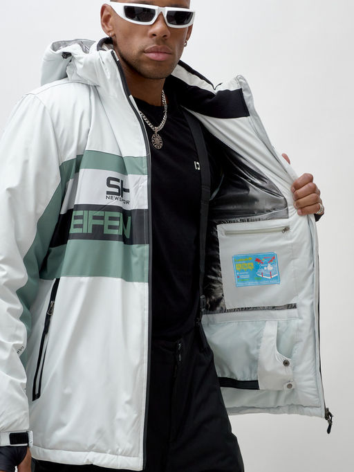 Горнолыжный костюм мужской зимний белого цвета 370Bl - Leifensh фото 20