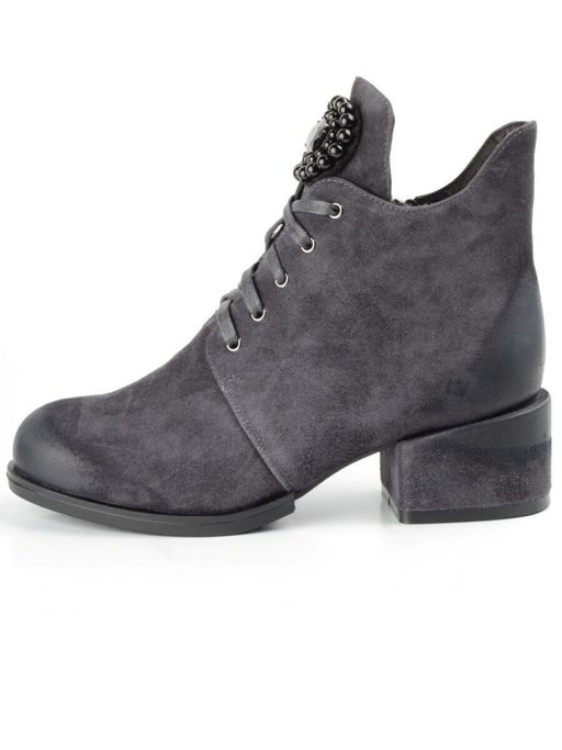 04-R181-2 GREY Ботинки зимние женские (натуральная замша, натуральный мех) - Фабричный китай фото 9