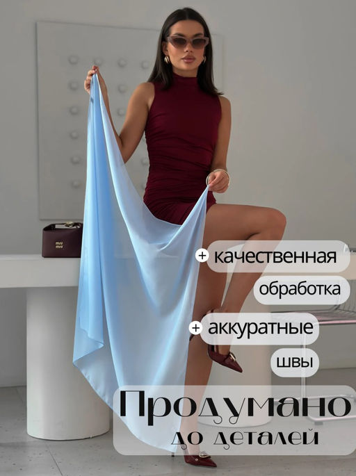 K13571 Платок (90/90см хлопок вискоза) ГОЛУБОЙ