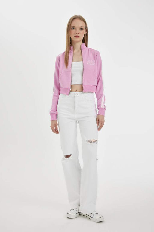 Толстовка на молнии с крутым приталенным принтом - Defacto фото 5