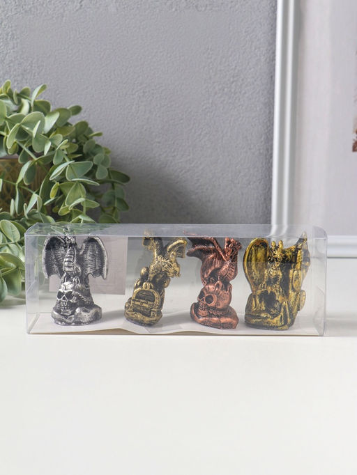 Сувенир полистоун "Мрачный дракон" набор 4 шт 3х4,7х6 см