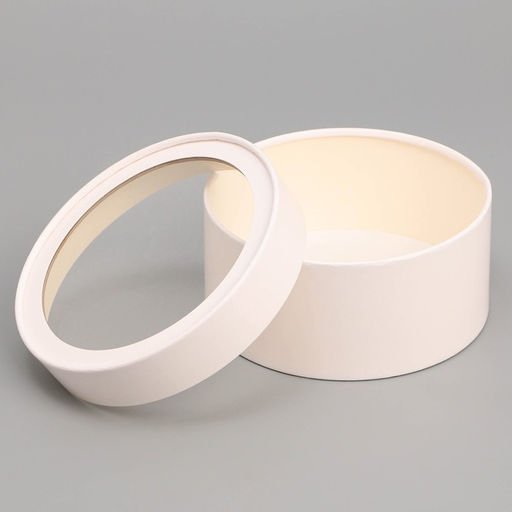 Коробка для макарун, кондитерская упаковка тубус с окном «Белый», 16×16×7 см