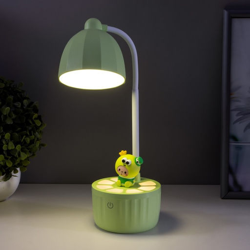 Лампа настольная «Мини лягушонок» LEd=3 режима 6.4 Вт USB салатовый 10×10×37.5 см RISALUX