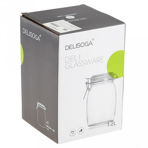 Банка стеклянная с бугельным замком Бочонок 1,2л, д8,5см h17,5см, основание д10,4см, крышка с силиконовым уплотнителем, в коробке, Делисога (Delisoga) (Китай) - Домашняя мода фото 4