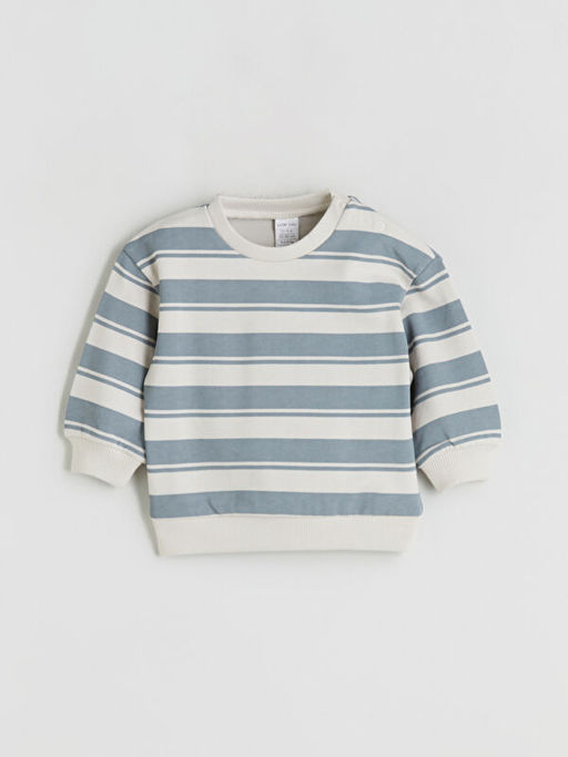 Bisiklet Yaka ?izgili Erkek Bebek Sweatshirt ve E?ofman Alt