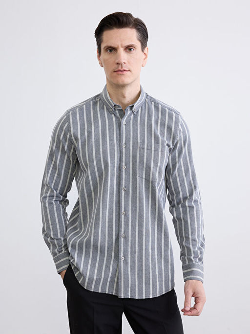 Regular Fit ?izgili Erkek Arm?rl? G?mlek