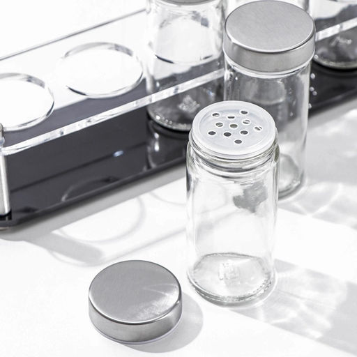 Набор для специй на подставке «Хай-тек», 90 мл, 33×6.7×10.5 см, 4×9.5 см, 6 шт., стекло