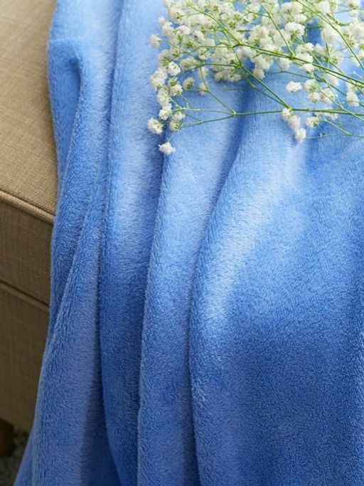 Покрывало-плед КОРАЛ-флис Небесный 200*220 см. - Лен поволжья фото 3