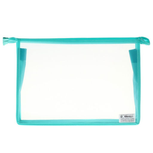 Папка пластиковая А4, 325 х 230 х 55 мм, молния сверху, Calligrata Офис, ПМ-А4-02, 0.5 мм, прозрачная, Pastel мятная  фото 3