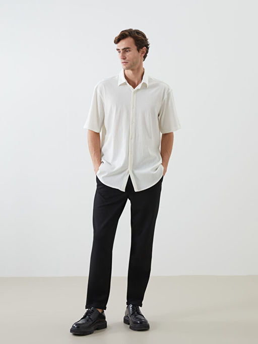 Regular Fit K?sa Kollu Erkek Dokulu G?mlek