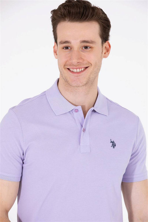 U. S. Polo Assn / Мужская сиреневая базовая футболка с воротником-поло - U.s. polo assn фото 10