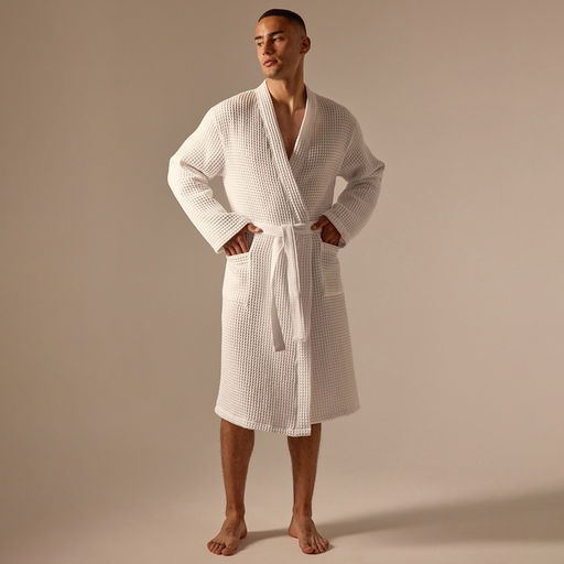 Халат вафельный мужской SL HOME: Boho «Блан де Блан», размер L, хлопок 100%, белый